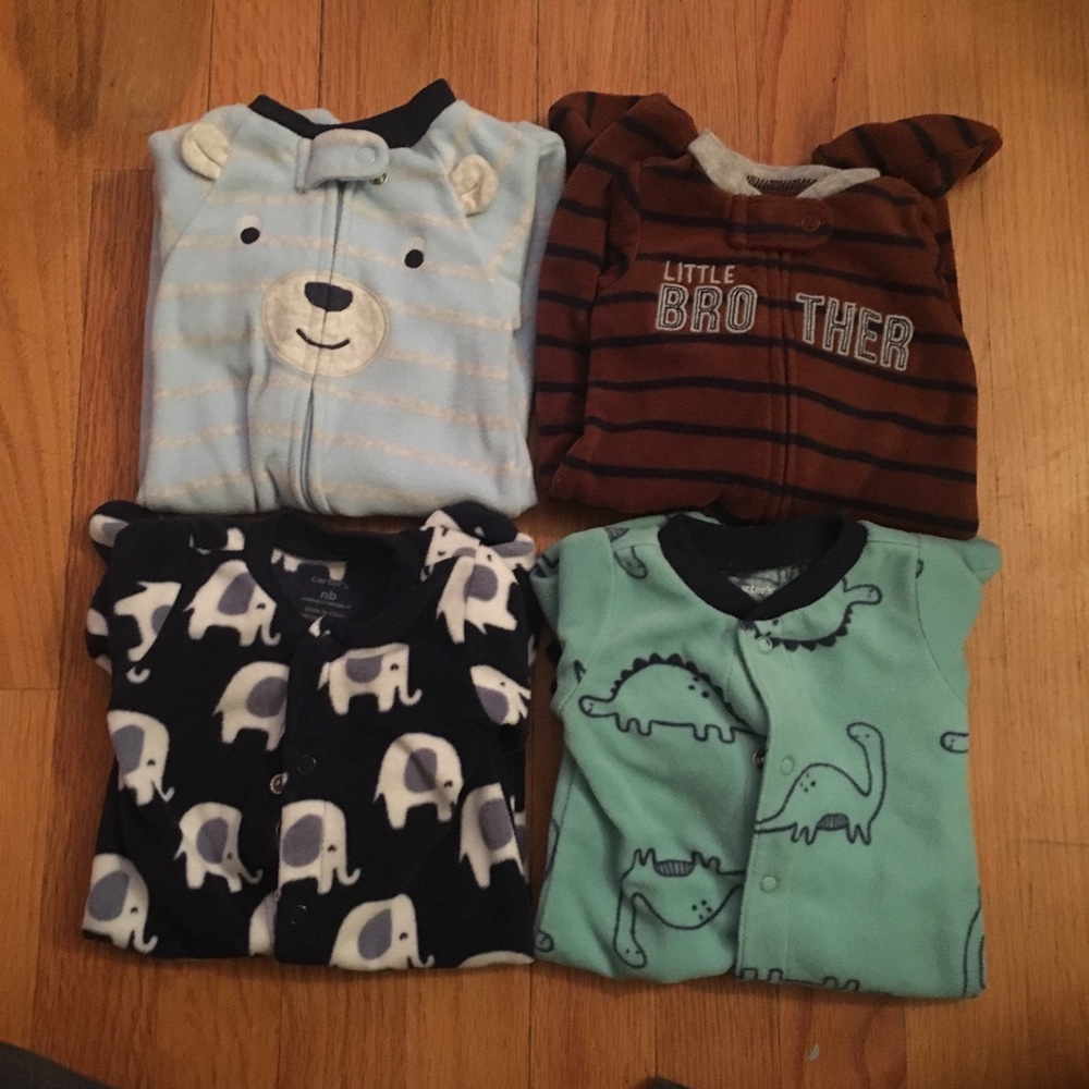 Bundle of newborn fleece pajamas